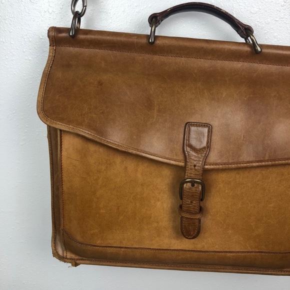 l.l.bean vintage briefcase tan leather messenger - Picture 9 of 10